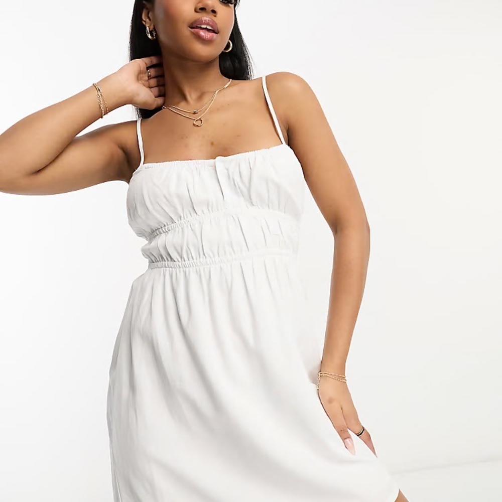 Pull&Bear White Spaghetti Strap Mini Sundress